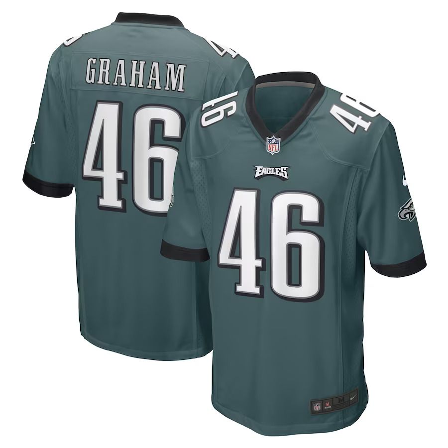 Men Philadelphia Eagles #46 Jaeden Graham Nike Midnight Green Game Player NFL Jersey
